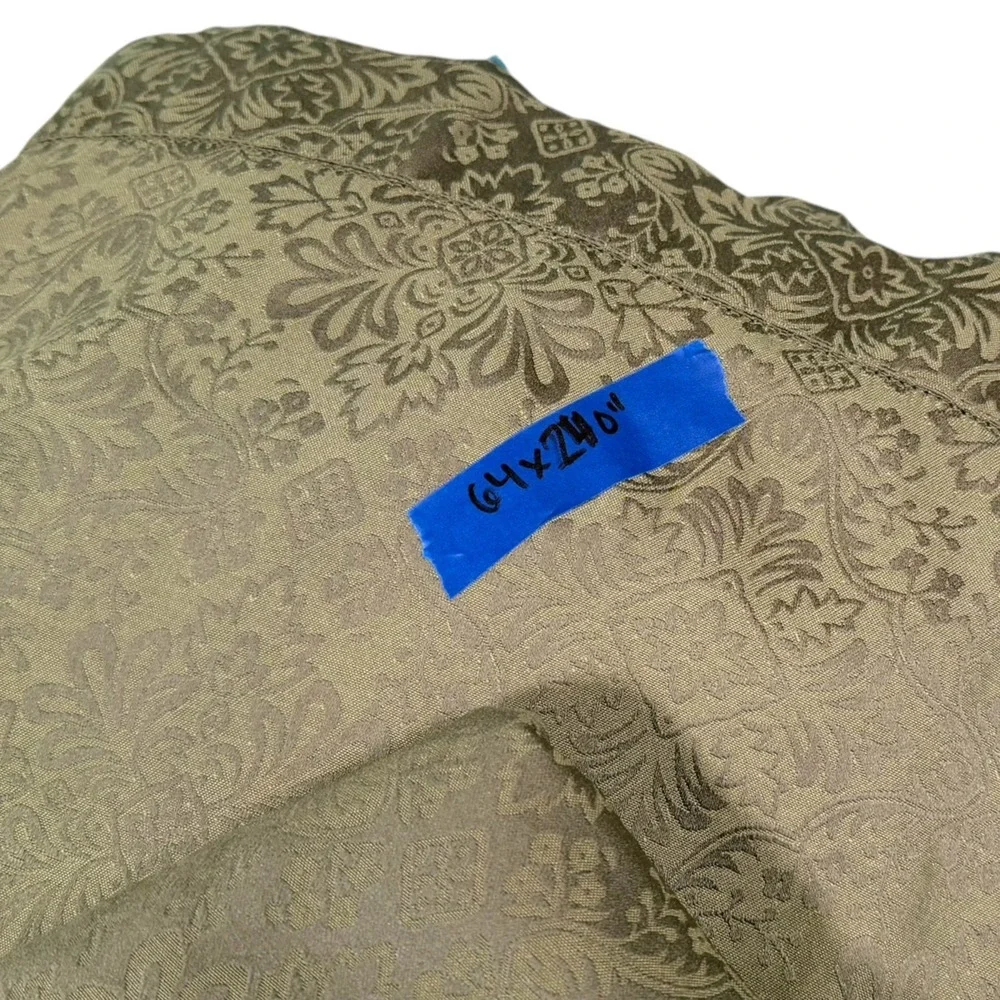 Fieldcrest Luxury 64x240 Olive Green Damask Tablecloth 8 Napkins Set Hemstitch